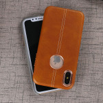 Wholesale iPhone X (Ten) Armor Leather Hybrid Case (Brown)
